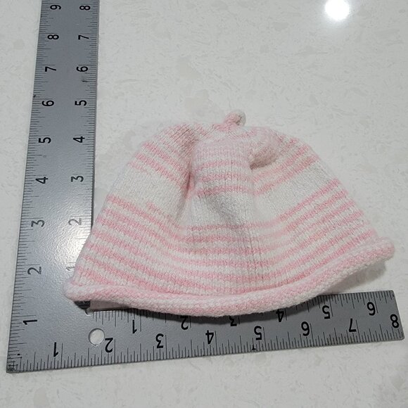 Hand Knit Baby Infant Girl Hats Lot Of 3 - Picture 7 of 7